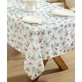thumbnail image 4 of Decorative Tablecloth, Wrinkle and Stain Resistant, Spillproof Water Repellent, Easy Care Washable Polyester Fabric for Dining, Kitchen, Holiday and Party, 70" Round, Holly Berry, 4 of 5