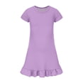 thumbnail image 4 of Abcomgle Girls Dresses Casual A-Line Short Sleeve Tshirt Dresses Solid Flare Ruffle Hem Swing Sundresses with Pockets for 4-14t Kids, 4 of 5