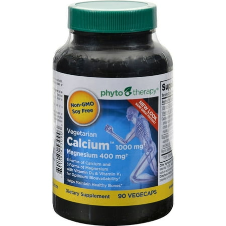 Phyto Therapy - Vegetarian Calcium 1000 mg with Magnesium 400 mg - 90 Vegetarian Capsules