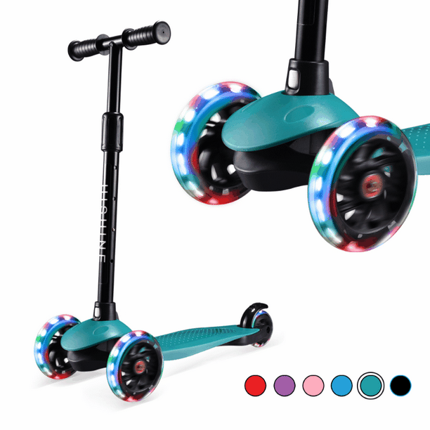 PRINIC Kick Scooter for Kids with 3 Light Up Wheels and Adjustable