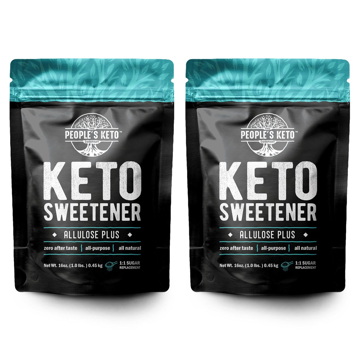 Allulose Sweetener, 0g net carb, Keto-Friendly, 1:1 Sugar Substitute, Monk Fruit, The People's Keto Company Keto Sweetener Allulose Plus, Gluten Free, Vegan, Made in USA, 2 lb. Total (2 Pack)