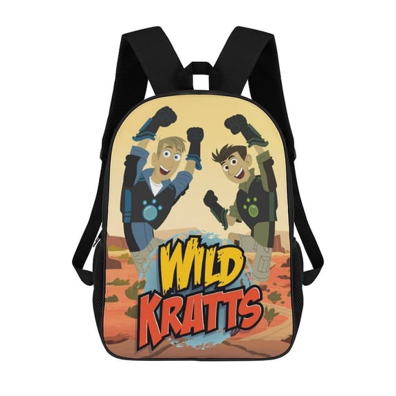 Lightweight Wild Cartoon Kratts Backpack for Women, Men, Unisex 17 Inch Schoolbag Backpack Rucksack Large Capacity Shoulder Bag Travel Bags Students Bookbag