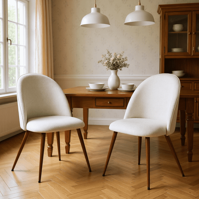 Homy Casa 2-Piece Dining Chairs Upholstered High-Back Dining Room Kitchen Beige