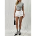 thumbnail image 6 of Women'S Y2K Lace Mini Skirt with Shorts A Line Hight Waisted Ruffle Skirt Skort White L, 6 of 8
