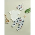 thumbnail image 4 of Wassery Western Newborn Baby Boy Girls Summer Clothes 3 6 12 18 Months Infant Cow Print Short Sleeve Crew Neck Romper Elastic Waist Pants Top Knot Hat 3PCS Country Cowboy Outfit 0-18M, 4 of 8