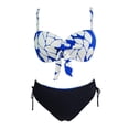 thumbnail image 6 of ZToonmas Women's Plus Size Spaghetti Strap Front Tie Printed Bikini Top and Side Drawstring High Waist Bottom Two Piece Swim Bikini Set, 6 of 9