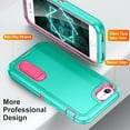 thumbnail image 2 of Feishell Case for iPhone 7/8/SE 2020/SE 2022 4.7 inch,Heavy Duty 3 Layer Military Protection with Hidden Kickstand Shock Resistant Armor Hybrid Bumper Rugged Rubber Phone Cover,Mint+Rose, 2 of 7