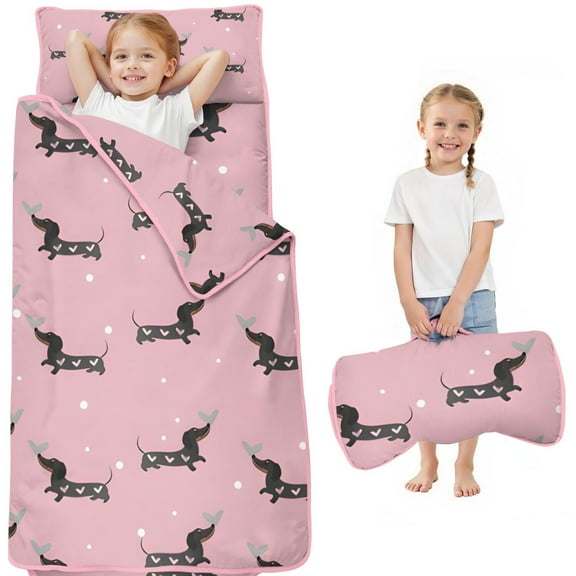 Cute Cartoon Dachshund Toddler Nap Mats for Kids Preschool,Sleeping Mat Bag or Kids,Toddler Sleeping Bag,Toddler Nap Mat or Daycare