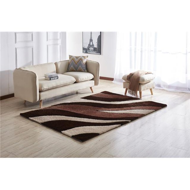 Amazing Rugs AC1011-23 Tapis Shag Tufté à la Main 2 x 3 Pi. Aria Brun & Beige