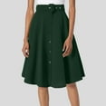 thumbnail image 2 of Riforla Women's A Line Flared Midi Skirt Vintage Stretch High Waisted Button Down Swing Skirt with Pockets and Belts Skirts for Women Trendy Green S, 2 of 6