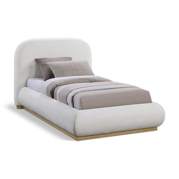 Meridian Furniture Vaughn Cream Chenille Fabric Twin Bed