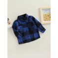 thumbnail image 3 of Toddlers Little Boys Girls Mixed Color Plaid Shacket Jacket Lapel Long Sleeve Single-breasted Outerwear Coat with Pockets, 3 of 7