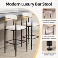 thumbnail image 6 of CQSXDA Modern Upholstered Bar Stool Set of 2 with Gold-Accented Armrests and Metal Frame 23 Inch Seat Height for Kitchen Use, Beige, 6 of 7