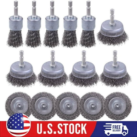 15 Pack Carbon Steel Wire Wheel Brush, Pen Brush Set with 1/4-Inch Hex Shank