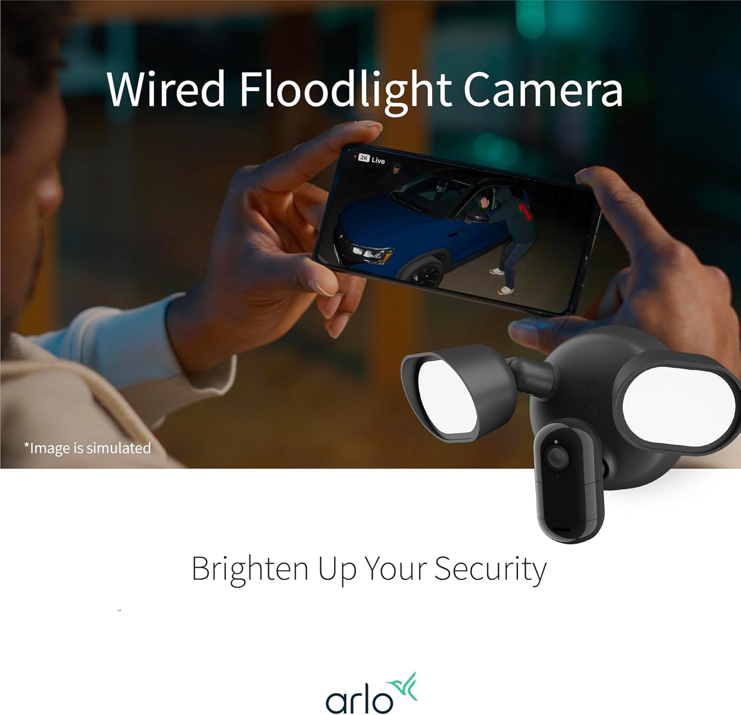 Arlo FLW2001B-100NAR Wired Floodlight Security Camera, Black
