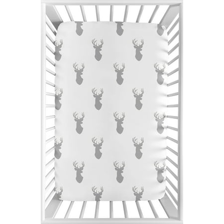 UPC: 0846480057307 | Stag Grey and White Collection Mini Crib Sheet