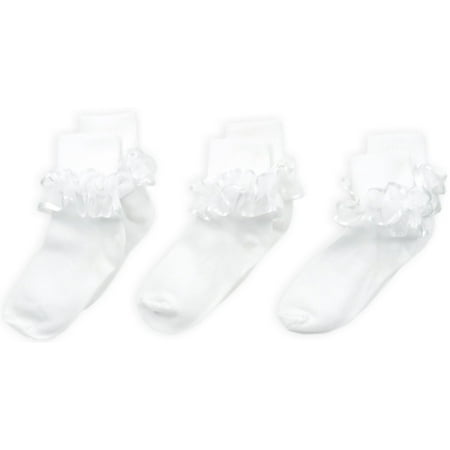 

Jefferies Socks Big Girls Frilly Lace Socks 3 Pair Pack White Small