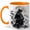 Orange, variant on Black Samurai Coffee Mug, Moon Warrior Mug, Japanese Fantasy Birthday Christmas Gift for Men, Ink Style Katana Mountain Night Art, 11 oz White Ceramic Coffee Cup