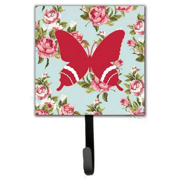 Caroline's Treasures BB1034-RS-BU-SH4 Butterfly Shabby Chic Blue Roses Leash or Key Holder, Blue, Single Hook, multicolor