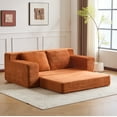 thumbnail image 2 of Jopath Floor Sofa Loveseat Sofa, Comfortable Deep Seat Sofa Bed, Modern Small Corduroy Couch Reversible Cushion With Pillows For Living Room Bedroom,Orange, 2 of 11