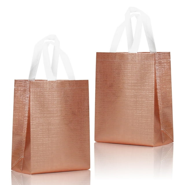 Bolsas de Regalo cabzymx Metálicas Brillantes Oro Rosa 26x10x21 cm 16 unidades