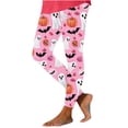 thumbnail image 6 of Women's Halloween Printed Leggings High Waisted Stretchy Yoga Pants Soft Athletic Workout Gym Tights Pink, 6 of 6