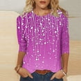thumbnail image 2 of 3/4 Length Sleeve Womens Tops Dressy Casual Clothing Shirts Summer Outfits 2026 Beach Vacation Hawaiian Clothes Womens Travel Clothing, 2 of 5