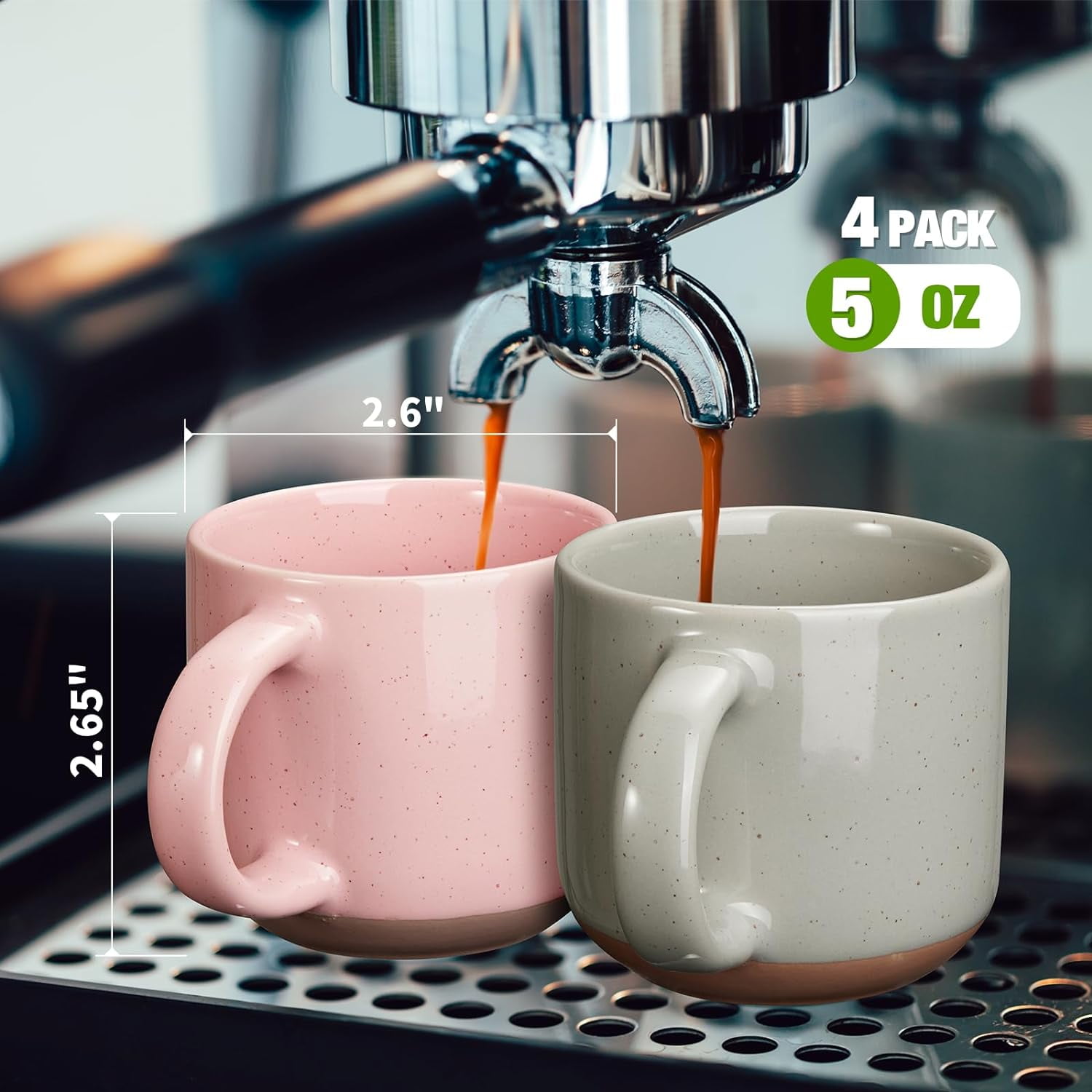 Morandi Color Ceramic Mini Espresso Cups Set of 6, 5 oz Expresso Mugs with Handle, Porcelain Coffee Mugs Demitasse Cups, Modern Style Cups, Microwave Dishwasher Safe Suit for Espresso Machine