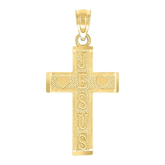10k Gold Textured Mens Our Jesus Lord Height 26.9mm X Width 13.5mm Religious Charm Pendant Necklace for Men