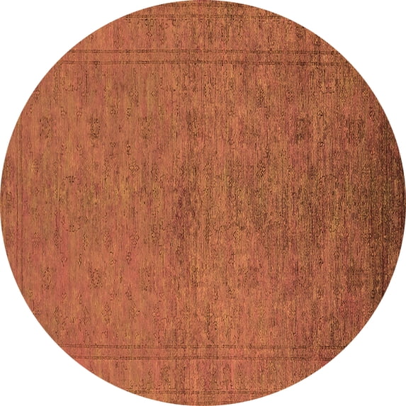 Ahgly Company Indoor Round Oriental Orange Industrial Area Rugs, 6' Round