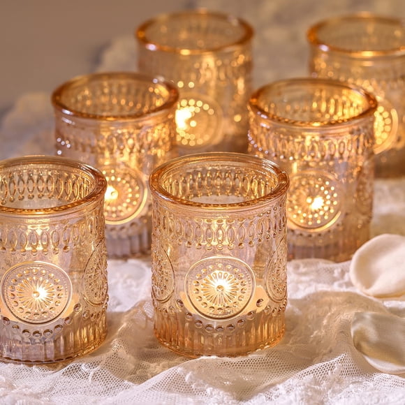 Juego de portavelas Votive de cristal dorado Lanttu, 12 unidades