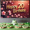 thumbnail image 5 of Pink Cherry Blossom Themed Happy 20 Birthday Banner Backdrop Background Party Decoration Supplies for Birthday Party Photography Props Celebrations, 5 of 8