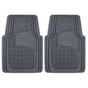 Auto Drive 2PC Rubber Floor Mats Diamond Plate Grey - Universal Fit