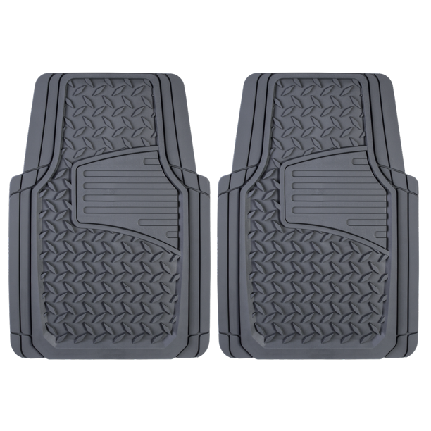 Auto Drive 2pc Rubber Floor Mats Diamond Plate Gray All Weather Protection Walmart Com Walmart Com