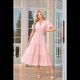 thumbnail image 2 of Vestido Rosa de Larga con Cuello en V, Plisado y Mangas Abullonadas, Talla S, 2 of 4