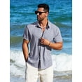 thumbnail image 4 of Camisa MAPICK de lino para hombre, casual, con botones, manga corta, 4 of 6