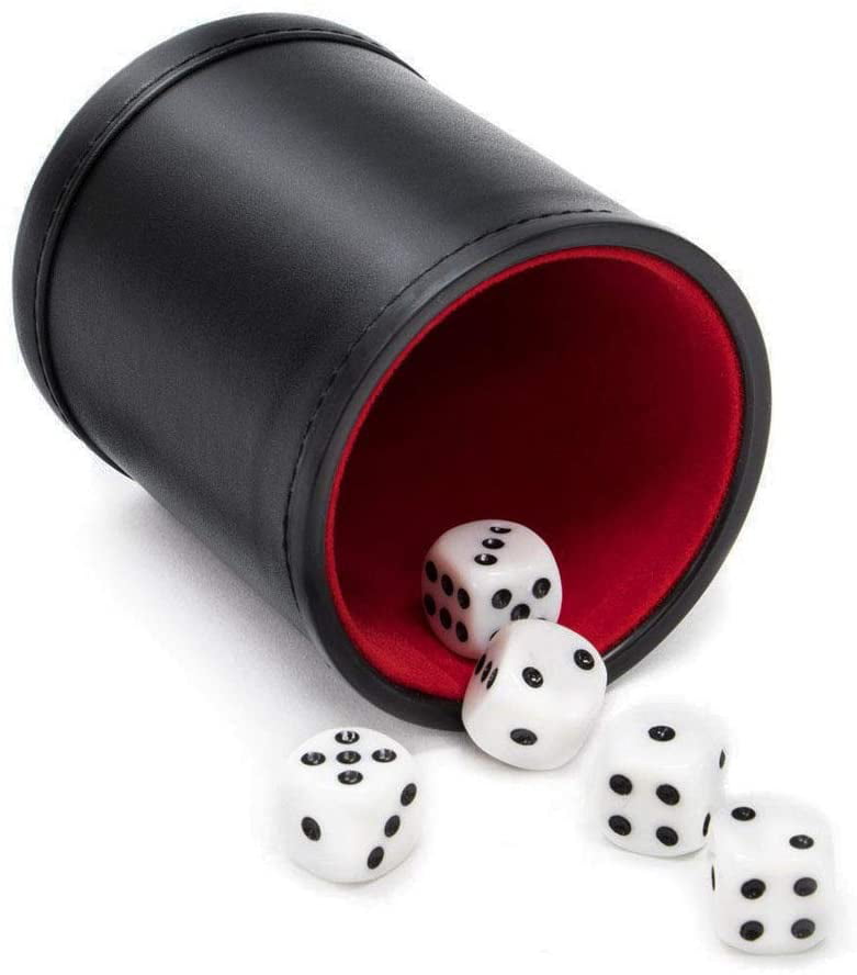 1PC Black/Red Leather Dice Cup Felt Lining Quiet Shaker for Playing Dice Gam cz 