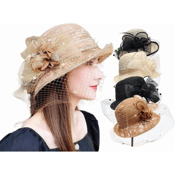 Yoyauz Women's Tea Party Chapel Baptism Wedding Derby Dress Cap