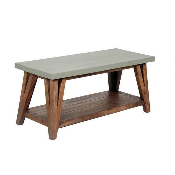 Alaterre Furniture Brookside 40"W Wood and Concrete-Coated Top Wood Entryway Bench