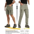 thumbnail image 2 of Hiauspor Convertible Hiking Cargo Work Pants Elastic Waist with 6 Pockers Green 4XL, 2 of 6
