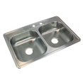 thumbnail image 7 of Transolid STDE33226-0 Select 33-in x 22 1/64-in x 6-in Double Basin Drop-in Stainless Steel Kitchen Sink without Faucet Hole, 7 of 7