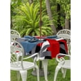 thumbnail image 2 of Red Black Geometric Outdoor Tablecloth - 54 Inch Round Dining Table Cover, Modern Art Abstract Grey Line Waterproof Outdoor Table Cloth with Umbrella Hole & Zipper for Picnic/Patio/Party, 2 of 7