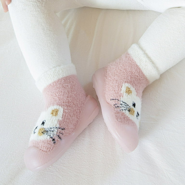 Entyinea Baby Sock Shoes Soft Lining Non Slip Gripper Slipper Socks Toddler First Walker Crib Shoes Pink 18 Walmart