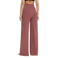 thumbnail image 3 of MIXUE Linen Pants Women Solid Color Wide Leg Drawstring Baggy Sweatpants High Waisted With Pockets Loose Yoga Trousers Womens Pants Outwear,Red,XL, 3 of 6