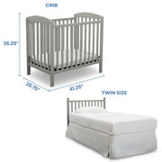 Delta Children Gateway Mini Convertible Baby Crib with 2.75-inch Mattress, Bianca White