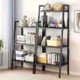 thumbnail image 2 of 4-Tier Industrial Ladder Bookcase - 23.62" Wide Metal Frame Open Shelf, No Assembly, Sturdy Storage Rack for Home Office/Living Room, 2 of 7