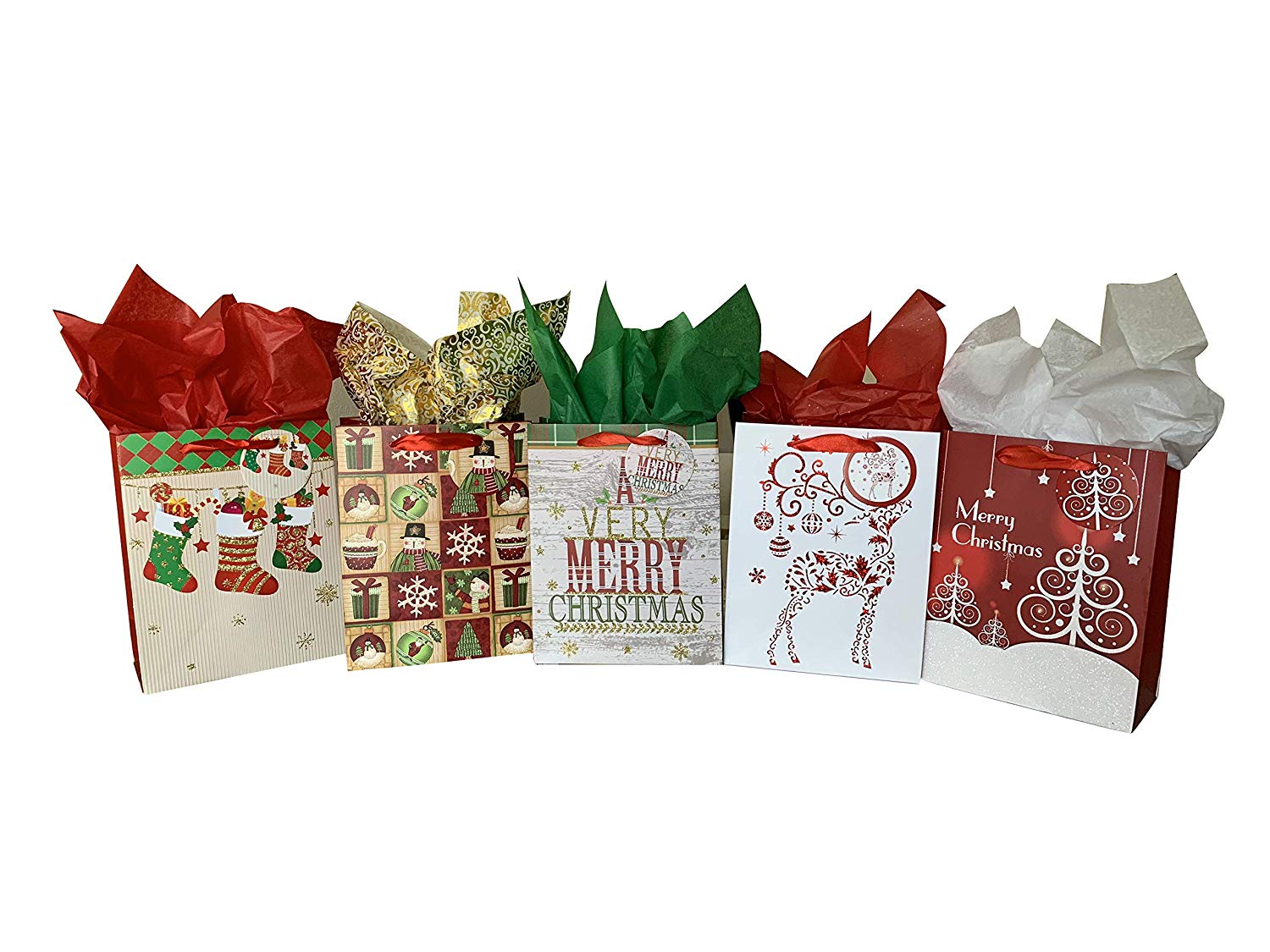GiftWrap Etc. 15-Piece Christmas Gift Bags, Assorted Sizes photo 3