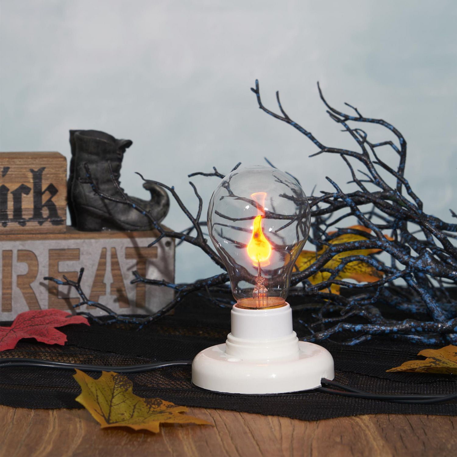 Way to Celebrate Clear Halloween Light Bulb with Orange Flicker Flame