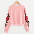 thumbnail image 1 of Chandail en Molleton à Manches Longues pour Femmes avec Broderie Rose, Col Rond, Pull-Over, 1 of 6