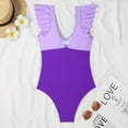 thumbnail image 4 of Fesfesfes Womens Swimsuit Sports Swimwear Color Block Ruffled Swimwear One-pieces Beachwear Surfing Suit, 4 of 4